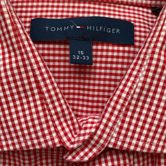 Barely worn Tommy Hilfiger - Long sleeve men’s shirt in plaid red and white - Picture 2 of 3